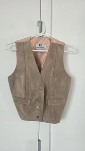 Vintage Brigham Sportswear Cowhide Leather Tan Vest Womens Size M SEE PHOTOS  - Picture 1 of 10