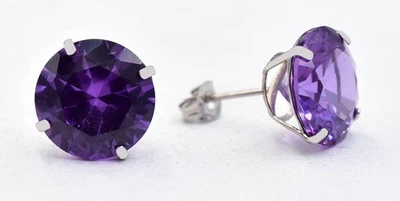 LAB создал 10,44 карат AAA александрит серьги-гвоздики 14k твердое белое золото - новый с Ярлыками - Изображение 1 из 4