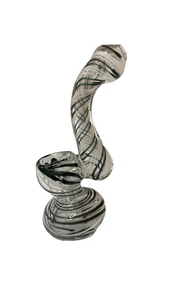 Mini Glass Bubbler | Black & White Swirl | 4" - 5.5" - Picture 1 of 3