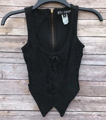 Betsey Johnson Vintage Steampunk Corset Vest Black Size P XS - Image 1 of 4