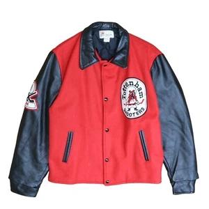 Chaqueta Universitaria de Hockey Hockey Cuero de Lana de Colección Talla 46 Roja - Imagen 1 de 9