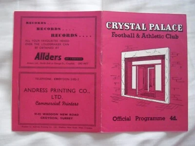 Crystal Palace v Hartlepools 1.10.1958 - Image 1 of 2