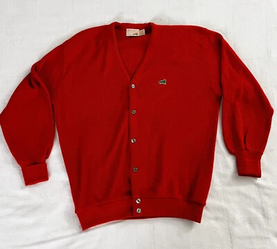 Cárdigan Suéter Vintage The Fox Collection Rojo XL 46 48 Logo Parche Abuelo Foto 1 de 4