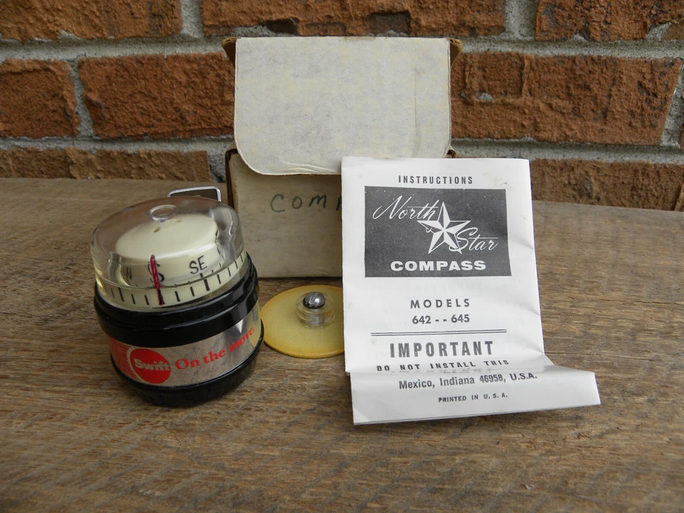 Vtg North Star 'SWIFT - On The Move' Trucking Advertising Compass w/Box & Papers - Image 1 of 4
