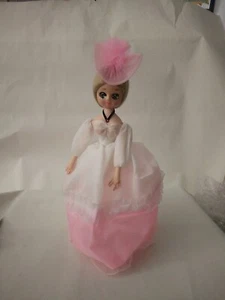 Vintage 1970s Bradley Girl Big Eyed Doll Pink Ruffled Dress Made in Korea 11" - Picture 1 of 8