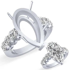 Anillo de compromiso de boda de diamantes redondos con montura de pera 0,50 quilates G VS2 de oro de 14 k blanco  - Imagen 1 de 2