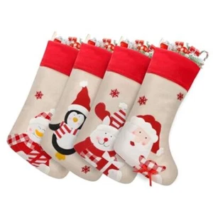 Christmas Stockings 4 Pack, 18.5" Xmas Stocking for Family, Santa Claus - Picture 1 of 7
