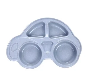 Car Shape Childs Plate Plastic Kids Blue Microwave Safe New - Picture 1 of 2