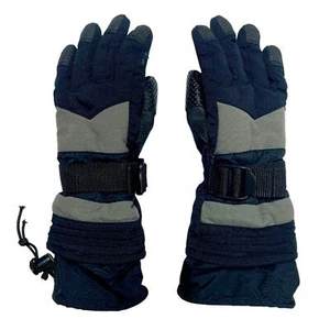 Kid’s Black Warm Winter Heavy Duty Lined Ski Snow Gloves Thinsulate - Picture 1 of 8