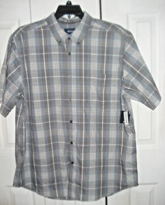 Mens Easy Care Shirt Size XL Gray Plaid Pocket Nwt - Picture 1 of 2