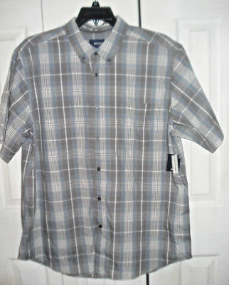 Mens Easy Care Shirt Size XL Gray Plaid Pocket Nwt - Image 1 of 2