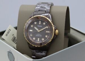 NEW AUTHENTIC FOSSIL FB-01 CERAMIC BROWN GOLD CRYSTALS WOMEN'S CE1121 WATCH