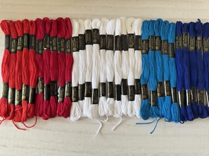 Coats & Clark Embroidery Floss Thread~Lot of 30 Skeins~Red, White and Blue - Picture 1 of 6