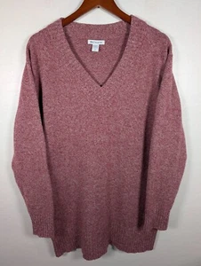 Athleta Sweater Tunic Women Large Vital Wool Cashmere Blend V-Neck Knit Maroon - Picture 1 of 11
