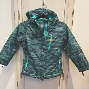 CHAMPION Full Zip Up Blue/Green Purple Striped Hooded Jacket Girls XS 4-5 NWOT - Picture 1 of 11