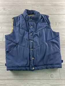 Vintage Cannondale Vest Navy Blue Men's Size Medium Zip Snap Puffer Vest Puffy - Picture 1 of 8