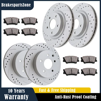 Fit for Nissan Rogue Front Rear Brake Rotors Brake Pads Slotted Drilled Brakes - Image 1 of 4