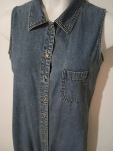 Vintage Women's M/L Woolrich Long Blue Denim Dress Button Down Cotton Collar ** - Picture 1 of 12