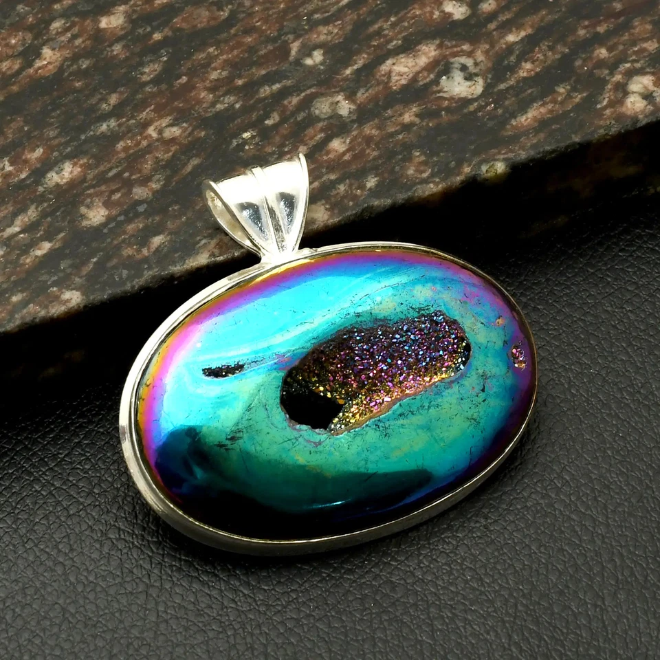 Титановый друзы драгоценный камень ручной работы подвеска ювелирных изделий подарок на Рождество 2 «AP-38102 - Изображение 1 из 1