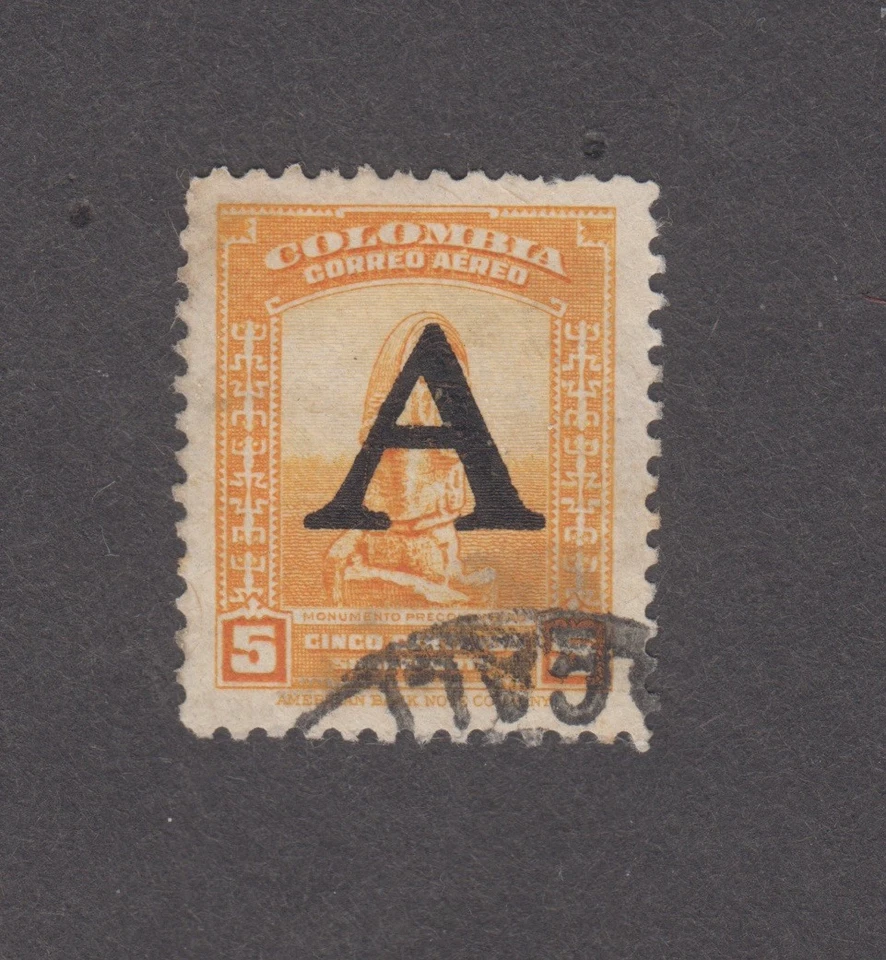 Colombia 1950. Correo aéreo. 5 c. Figura monumental. OP "A" edición Avianca. Sc# C186 Foto 1 de 1