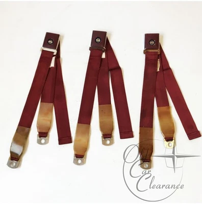 Lincoln Mark III Borgoña 1969 cinturón de seguridad trasero, juego de 3 (C9VY53611A72F1D) Foto 1 de 4