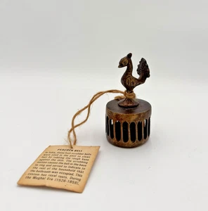 Vintage India Brass Bell Peacock Figure Foot Scrubber 3" Tall Collector Gift - Picture 1 of 11