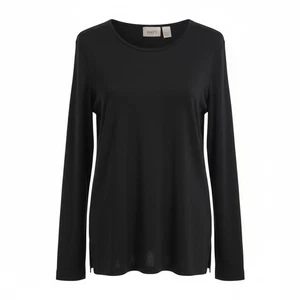 Chico's Black Large Stretchy Top Long Casual Sleeve  Round Neck Dressy Casual  - Picture 1 of 7