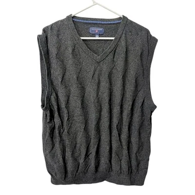 Saddlebred Mens XXL Gray Diamond Sweater Vest VNeck Knit Grandpa Core - Image 1 of 4