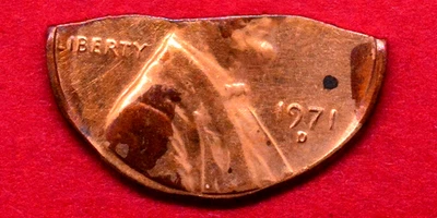 1971-D STRAIGHT CLIP/STRUCK FRAGMENT ERROR LINCOLN MEMORIAL CENT - Image 1 of 2