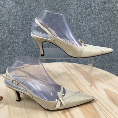 Zapatos de tacón Stuart Weitzman para mujer 7,5 M con cordones gatito en punta 7W30442 beige Foto 1 de 4