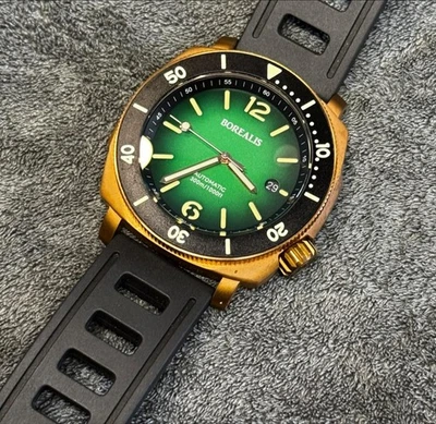 Reloj de buceo Borealis Navale CuSn8 bronce 300 m Miyota 9015 *¡JUEGO COMPLETO!* Verde raro Foto 1 de 4