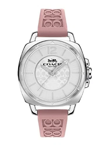 Coach 14503876 Boyfriend Silver Logo Dial Pink Silicone Band Women's 34mm Watch - image 1 of 1
