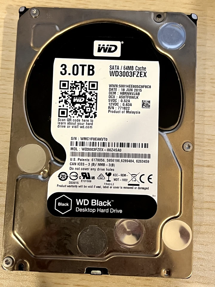 Disco duro interno Western Digital negro 2,9 TB 7200 rpm 3,5" (WD3003FZEX) Foto 1 de 1