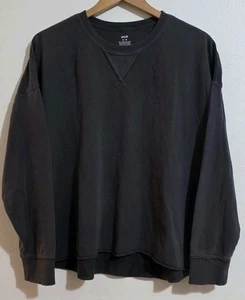 Aerie Women’s Distressed Cropped Pullover Crewneck Sweater Sz M Gray Raw Hem - Picture 1 of 8