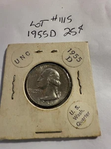 1955 D Washington Quarter Silver 25¢ - FDC - lotto fior di conio fior di conio # 1115 - Foto 1 di 4