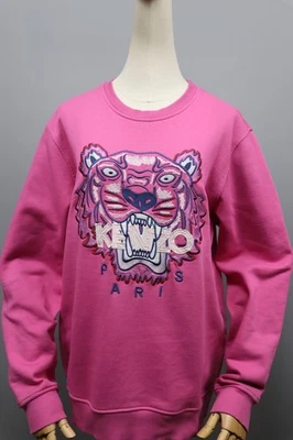 KENZO Tigre Bordado Logo Rosa Algodón Cuello Redondo Sudadera Mujer Talla M Foto 1 de 4