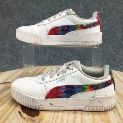 Puma Zapatos Niños 1 Carina Tie-Dye Tenis Blanco Con Cordones Parte Superior Baja 380324-01 Foto 1 de 4