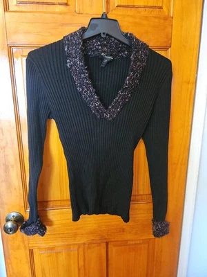 Suéter negro para mujer INC mezcla de seda talla L elástico nuevo sin etiquetas  Foto 1 de 4