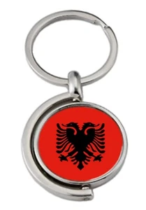 Albania Spinning Double Sided Metal Keyring And Gift Bag - Foto 1 di 4
