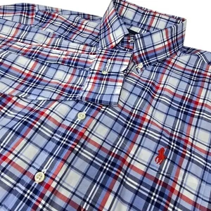 Camisa Ralph Lauren Abotonada Mediana Para Hombre Manga Larga Roja Blanca Azul Elastizada - Imagen 1 de 9