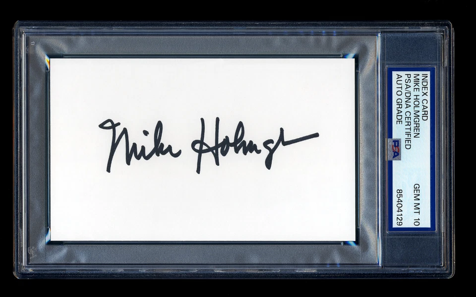 MIKE HOLMGREN SIGNED INDEX CARD PSA/DNA AUTOGRAPH GREEN BAY PACKERS GEM MINT 10 - Image 1 of 1