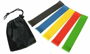 Exercise Resistance Loop Bands Set w/ FREE Storage Pouch - 5 Fitness Levels Pack - Picture 1 of 7