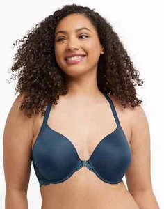Maidenform Women's Sz 34C Pure Genius Underwired T-Back Bra with Lace 7112 Teal - Picture 1 of 8