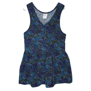 Rita Did It Dress Girls 7 Blue Green Floral Flower Corduroy Bloomcore Vintage - Picture 1 of 6