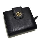 Gucci GG Marmont Bifold Wallet Leather Black Purse With Box Authentic