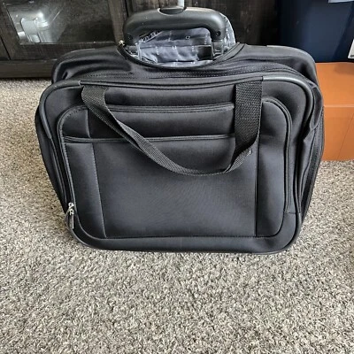 Delsey Wheeled Rolling Laptop Tote Weekender Luggage Carryon Messenger Bag Black - Image 1 of 4