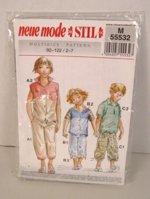 Neue Mode S 55532 Shirts & Pants in 3 Styles Unisex Boy/Girl 2-7 Pattern Uncut - Image 1 of 2