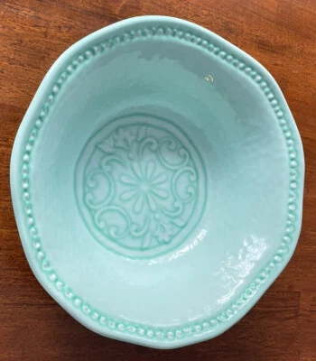 IL MULINO MELAMINA TAZÓN PARA SERVIR VERDE AZULADO 14" XLARGE CUENTAS HOBNAIL NUEVA YORK NUEVO SIN ETIQUETAS Foto 1 de 4