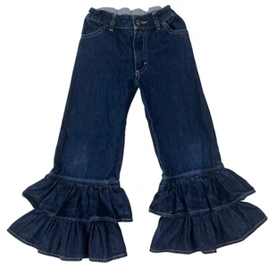 SIZE 6 Persnickety Double Ruffle Leg Denim Pants Jeans - Picture 1 of 5
