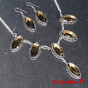 Smokey Quartz 925 Earring And Necklace Set. Very pretty (3696) - Picture 1 of 17